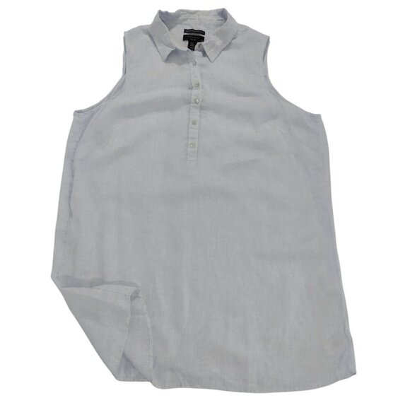 Tahari Women's Sky Blue Stripe, Linen Blouse, Size 3X, European grown linen. - Picture 5 of 7